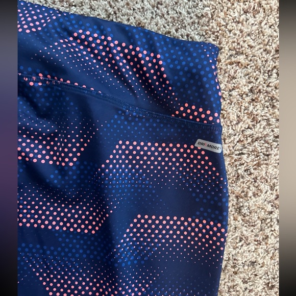 Danskin Now Navy Blue & Coral Dot Print Fitted Active Leggings | Size L - Picture 9 of 11